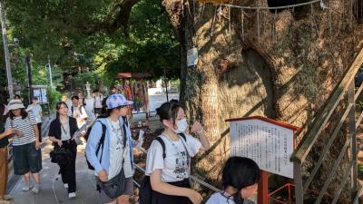 山王神社でのフィールドワーク中の写真