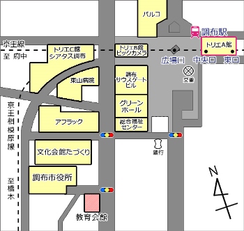 調布駅から教育相談所までの地図