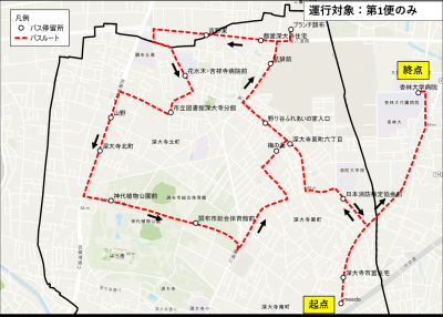 杏林大学病院行きルート図