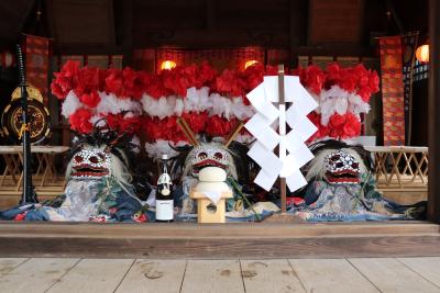 下石原八幡神社の獅子頭の写真