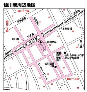 仙川駅周辺地区の地図の画像