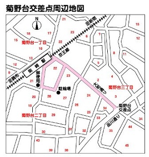 菊野台交差点周辺地区の地図の画像