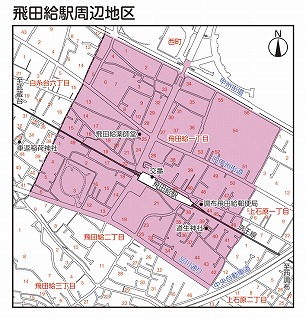 飛田給駅周辺地区の地図の画像