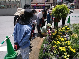 花いっぱいサポーターの皆さんによる植付けの写真