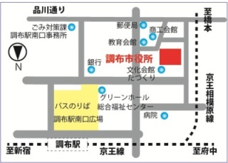 市役所へのアクセス地図の画像