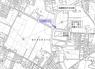 市立図書館深大寺分館バス停位置図