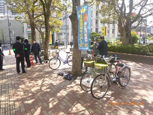 自転車無料点検ブースの様子