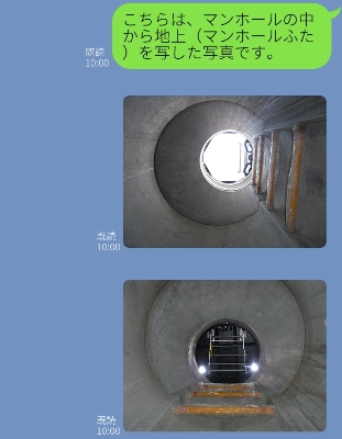 マンホール内から地上を写した写真の説明画像